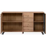 Buffet salle à manger MEDAN - chêne artisan et anthracite - 3 portes + 4 tiroirs - 160 x 85 x 40 cm