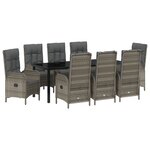 vidaXL Ensemble de repas pour le jardin 9 pièces en gris poly rattan