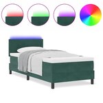 Cabeçalho de cama Box Spring vidaXL com colchão e LED Vert foncé 80x200 cm Velours