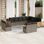 vidaXL Salon de jardin avec coussins 12 Pièces gris résine tressée