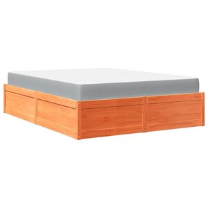 vidaXL Lit avec matelas cire marron 160x200 cm bois de pin massif