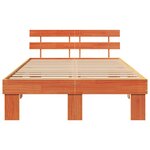 vidaXL Cadre de lit avec tête de lit Brun cire 135 x 190 cm Pin massif