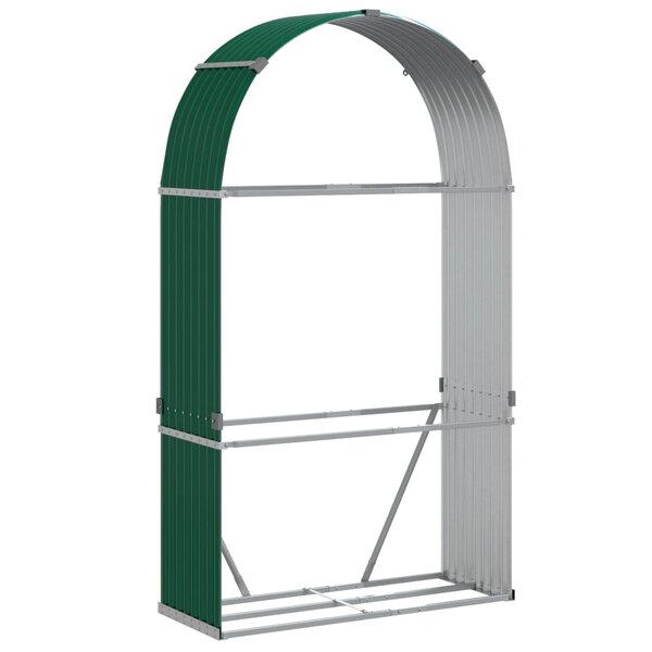 vidaXL Porte-bûches vert 120x45x210 cm acier galvanisé