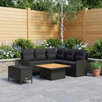 vidaXL Ensembles de meubles avec oreiller 5 Pièces Noir Rotin PE