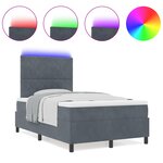 Lit Box Spring vidaXL avec Matelas & LED Gris Foncé 120x190 cm Velours