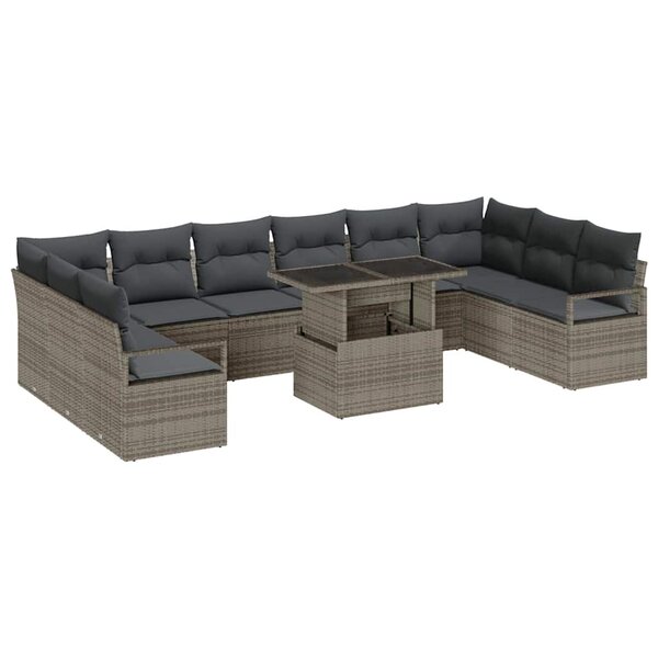 vidaXL Ensemble de canapé de jardin 11 Pièces Gris 100 x 55 x 73 cm