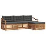 vidaXL Ensemble de canapés d'extérieur 4 pc Naturel et Anthracite