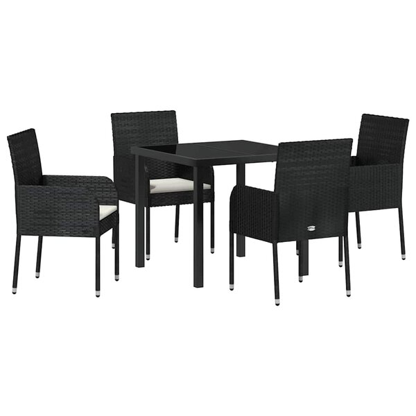 vidaXL Ensemble de salle à manger pour jardin 5 Pièces Noir polyrotin
