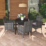 vidaXL Ensemble à manger de jardin coussins 5Pièces Résine tressée Gris