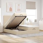 VidaXL Cadre de lit ottoman avec matelas crème 160x200 cm tissu