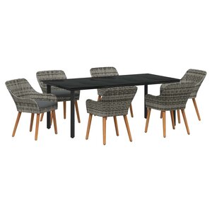 vidaXL Ensemble de salle à manger pour jardin 7 Pièces Gris polyrotin