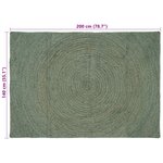 vidaXL Tapis de surface Vert olive 140 x 200 cm Jute