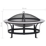 vidaXL Foyer extérieur avec gril en acier inoxydable 76 cm