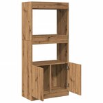 vidaXL Buffet haut chêne artisanal 63x33x140 cm bois d'ingénierie