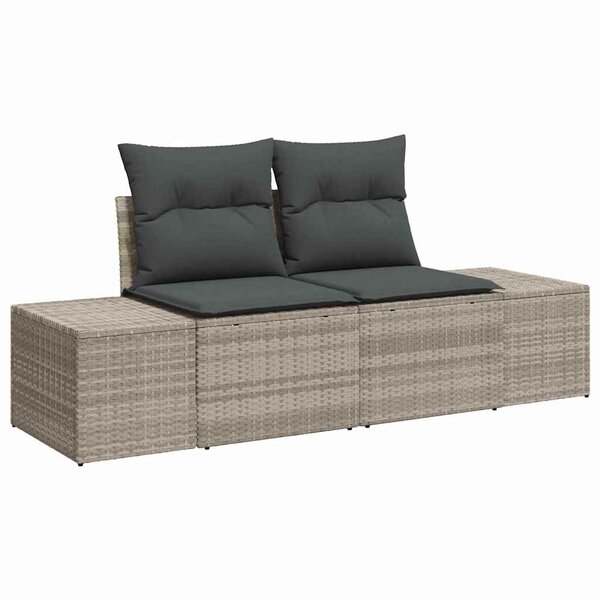 vidaXL Canapé de jardin 2 places avec coussins en poly rattan gris