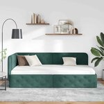 vidaXL Cadre de lit d'angle Vert foncé 90 x 200 cm Velours