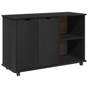 vidaXL Cabinet roulant Noir 100 x 39 x 65 5 cm Bois de Pin Massif