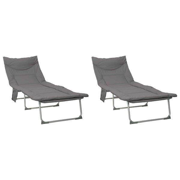 vidaXL Transat pliant avec coussin 2 pc Anthracite