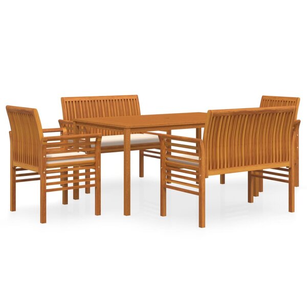 vidaXL Ensemble à manger d'extérieur 5 Pièces et coussins Acacia solide
