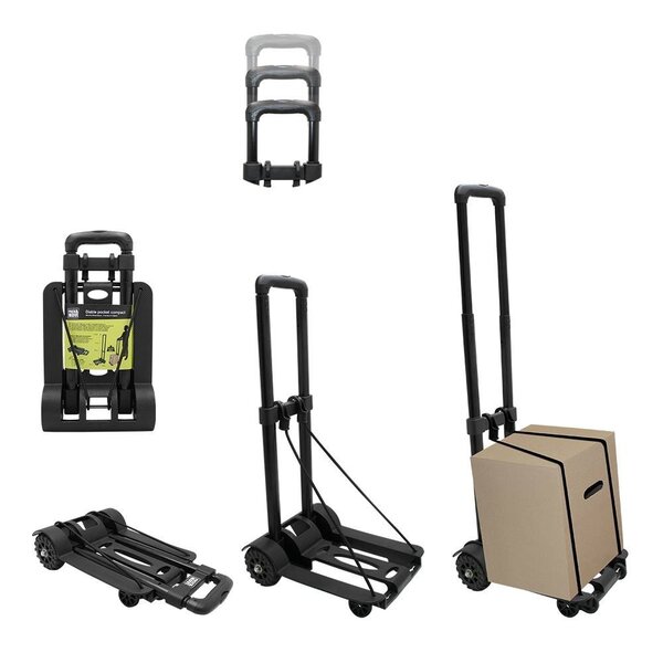 Pack and Move - Diable pliable - 50Kg - Déménagement et Transport - Léger Compact - Petit Diable Manutention - Manche Télescopique - Tendeur intégré
