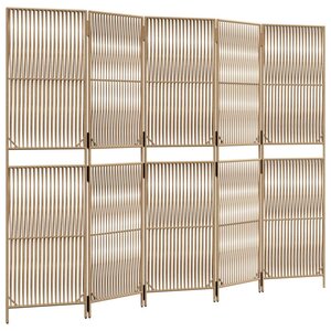 vidaXL Cloison de séparation 5 panneaux beige résine tressée