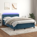 vidaXL Sommier à lattes de lit matelas et LED Bleu foncé 140x200 cm