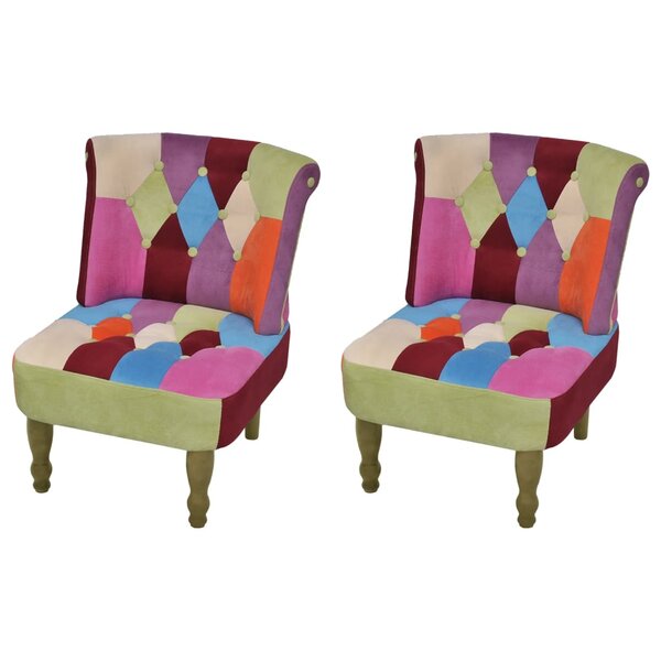 vidaXL Chaises en style français lot de 2 avec design patchwork tissu