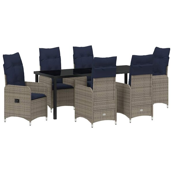 vidaXL Ensemble de salle à manger pour jardin 7 Pièces Noir polyrotin