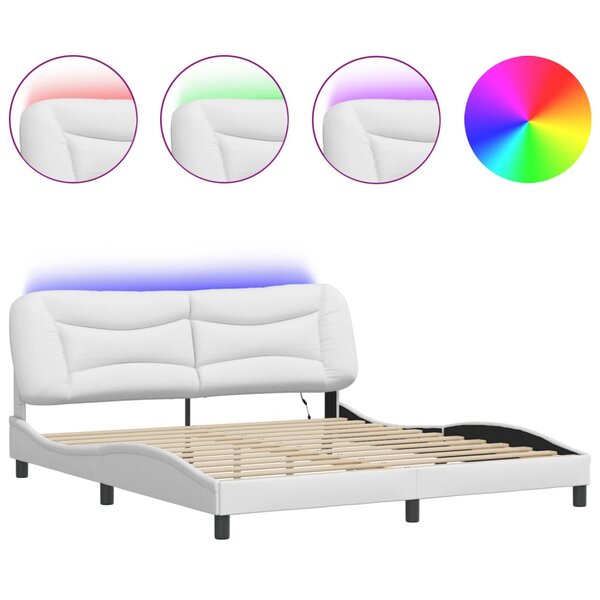 vidaXL Cadre de lit avec LED sans matelas blanc 180x200 cm