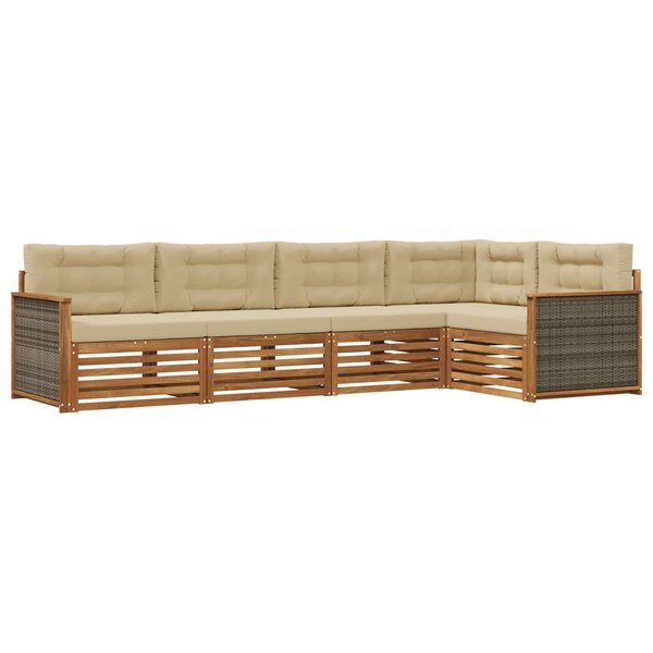 vidaXL Ensemble de canapés d'extérieur 5 pc Naturel et Beige