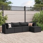 vidaXL Salon de jardin 5 Pièces avec coussins Noir Résine tressée