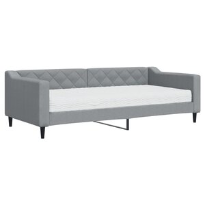 vidaXL Lit de jour avec matelas gris clair 90x200 cm tissu