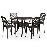 Ensemble de bistro jardin meuble extérieur terrasse 5 pièces aluminium coulé bronze 02_0013533