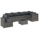 vidaXL Salon de jardin 7 Pièces avec coussins Gris Résine tressée