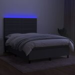 vidaXL Sommier à lattes de lit et matelas et LED Gris foncé 140x190 cm