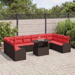 vidaXL Ensemble de canapé de jardin 11 Pièces Marron Poly rotin