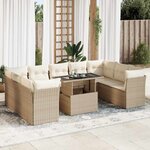 vidaXL Salon de jardin avec coussins 10 Pièces beige résine tressée