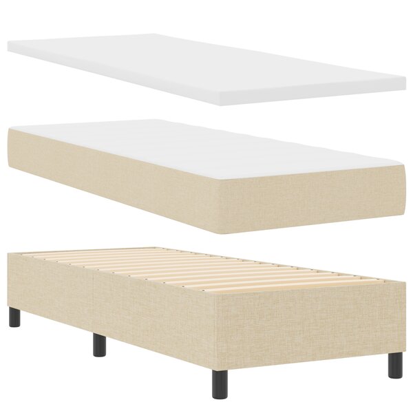 vidaXL Lit à ressorts avec matelas et banc crème 80x200 cm tissu