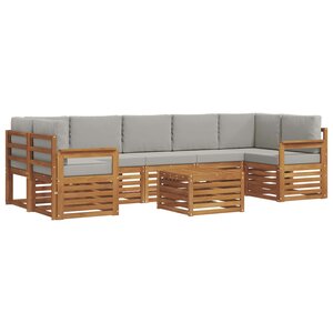 vidaXL Ensemble de canapés d'extérieur 8 pc Gris Naturel et Clair