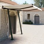 vidaXL Auvent manuel rétractable avec poteaux 3 5x2 5 m Crème