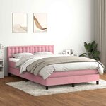 vidaXL Sommier à lattes de lit avec matelas et LED rose 160x210 cm velours