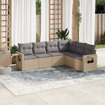 vidaXL Salon de jardin avec coussins 6 Pièces beige résine tressée