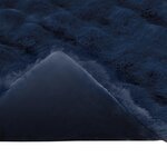 vidaXL Couverture en Fourrure de Lapin Synthétique 4 Pièces Bleu Marine