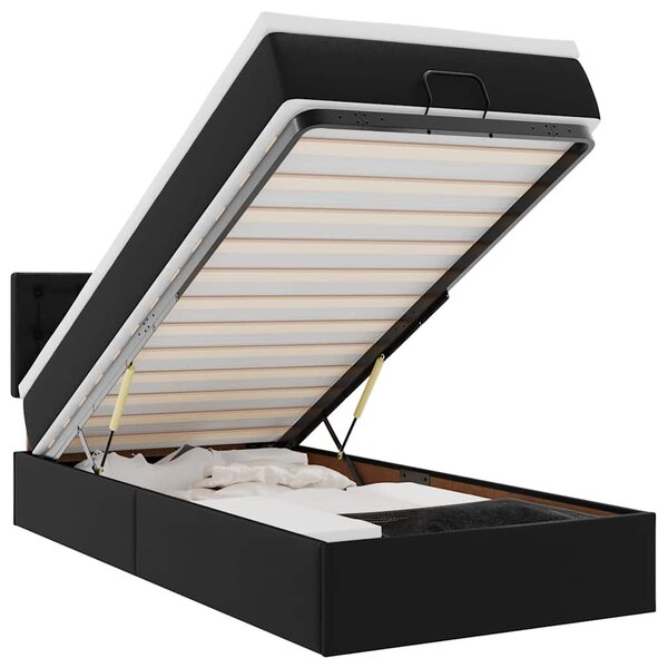 VidaXL Cadre de lit ottoman avec matelas noir 90x190 cm similicuir