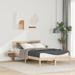 vidaXL Cadre de lit avec tables de chevet Marron Bois massif en pin