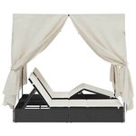 vidaXL Transat double avec toit Noir 205 x 129 x 200 cm Rattan PE
