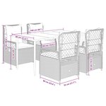vidaXL Ensemble à manger de jardin avec coussins 5Pièces Beige poly rotin