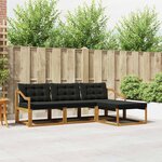 vidaXL Ensemble de canapés d'extérieur 4 pc Naturel et noir