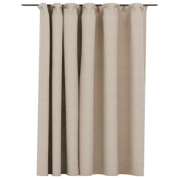 vidaXL Rideau occultant d'aspect de lin avec crochets beige 290x245 cm