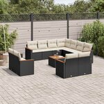 vidaXL Salon de jardin 12 Pièces avec coussins noir résine tressée
